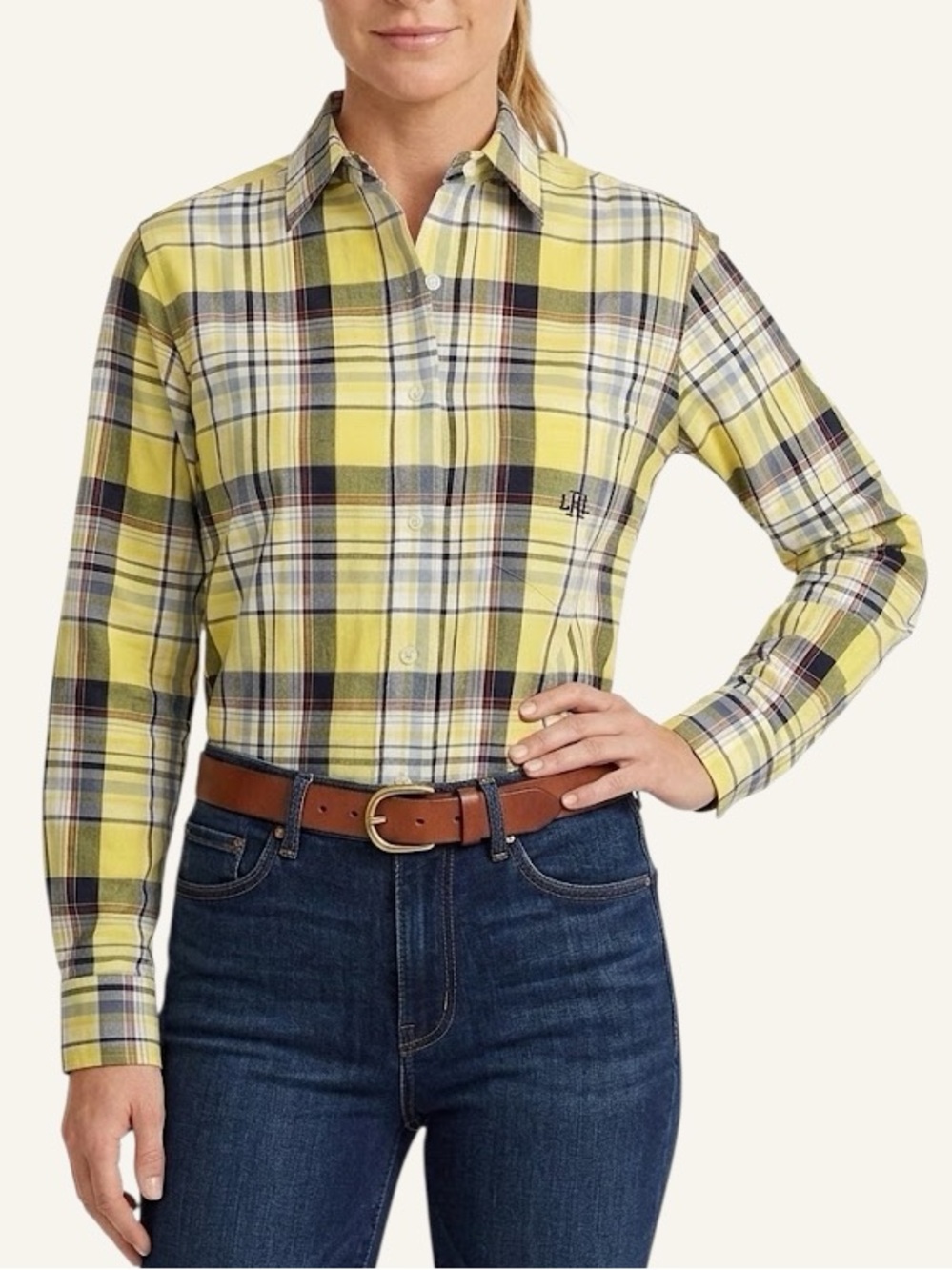 Vintage Lauren Ralph Lauren Plaid Cotton Poplin Button-Down Shirt